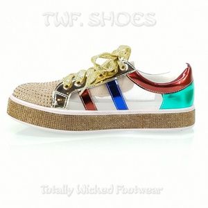 Mesh Panel Bling Sneakers Shoes